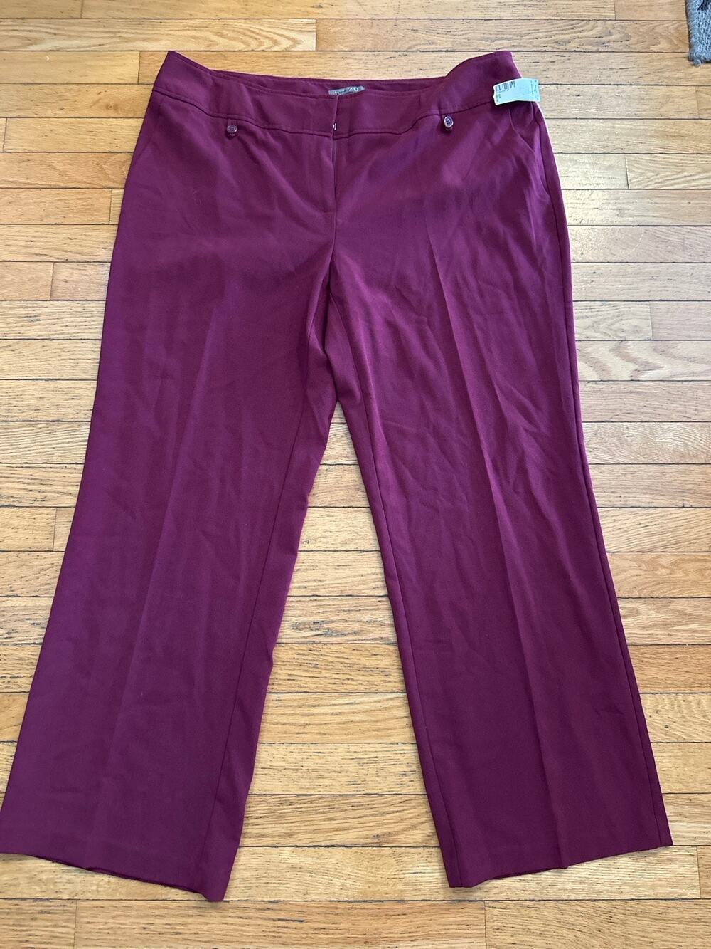 Roz & Ali Women’s Size 18 Burgundy Dress Pants Stretch Career Office Wide NWT